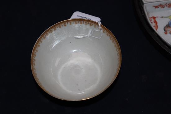 An 18th century Chinese tea bowl and saucer, Empire decoration